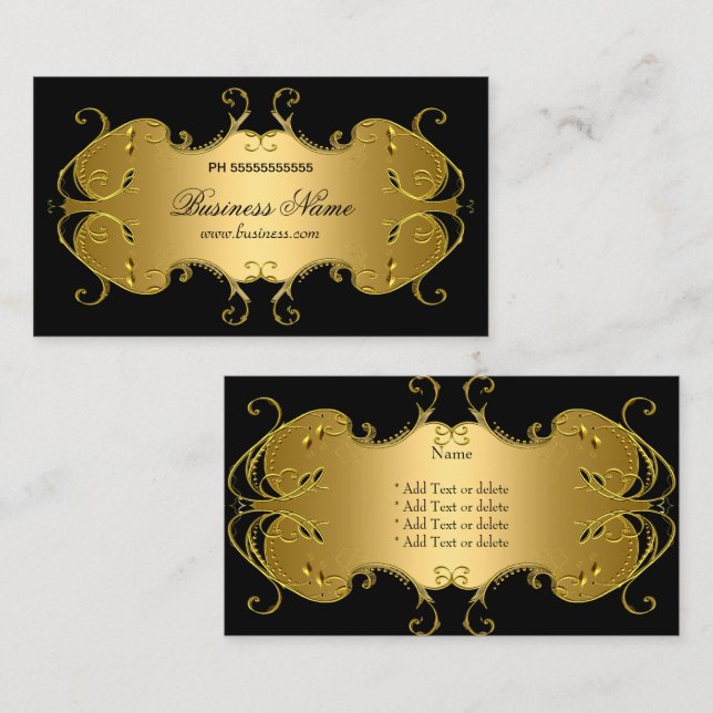 Professional Black Gold Elegant Business Card (Front/Back)