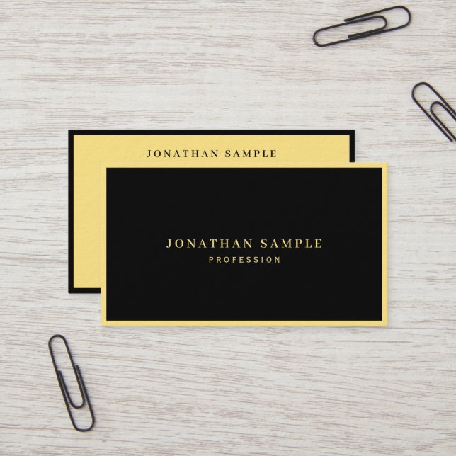 Professional Black & Gold Elegant Luxury Thick Business Card (Front/Back In Situ)