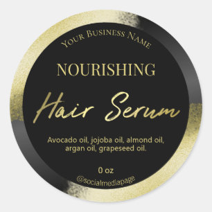 Professional Black Gold Ink Hair Serum Labels