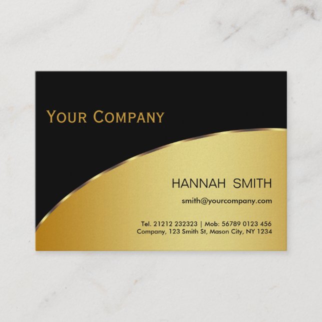Professional Black Gold Metal Modern Elegant Business Card (Front)