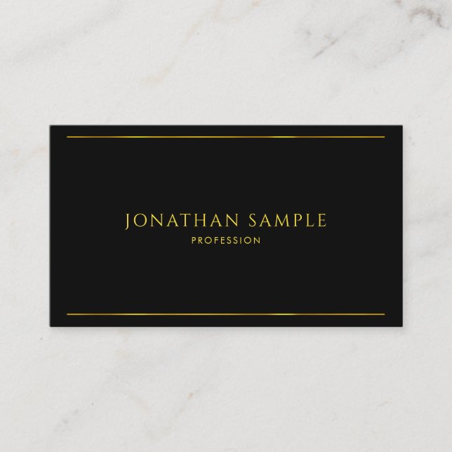 Professional Black Gold Modern Sophisticated Plain Business Card (Front)