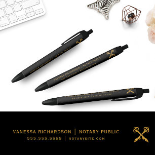 Professional Black Gold Notary Promo Business Black Ink Pen