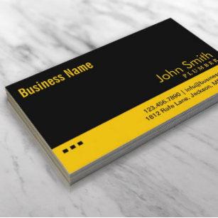 Professional Black & Gold Plumber Business Card