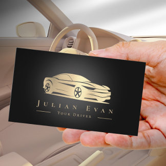 Professional Black & Gold Uber Driver Car Service Business Card
