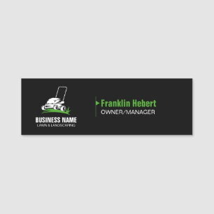 Professional Black Green Lawn Care & Landscaping Name Tag