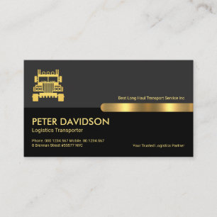 Professional Black Grey Layers Gold Tab Trucking Business Card