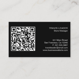 Professional Black Logo QR Code Modern Business Card