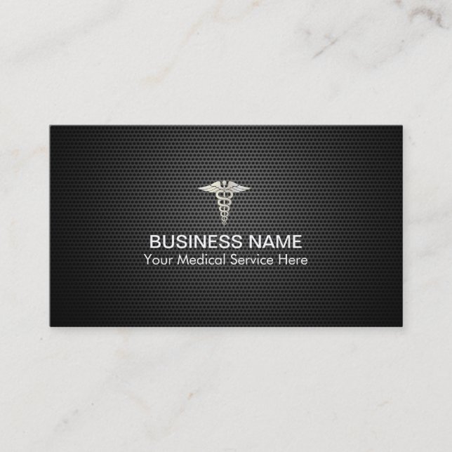 Professional Black Metal Medical Billing Business Card (Front)