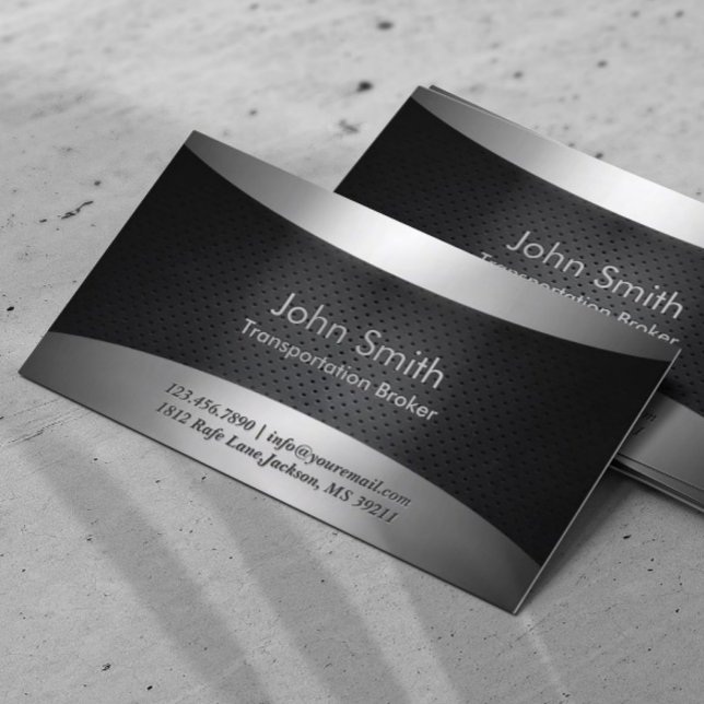 Professional Black Metal Transportation Broker  Business Card (Creator Uploaded)
