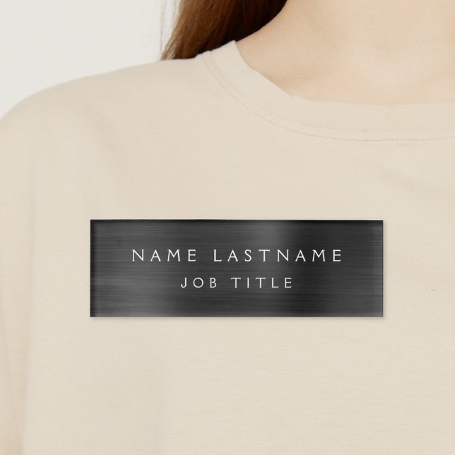 Professional Black Metallic Foil Modern Business Name Tag (Creator Uploaded)