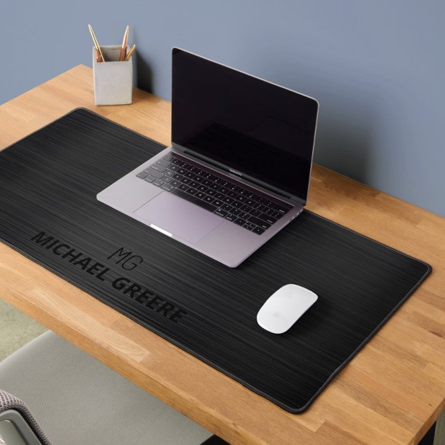 Professional Black Metallic Monogram Desk Mat (Creator Uploaded)