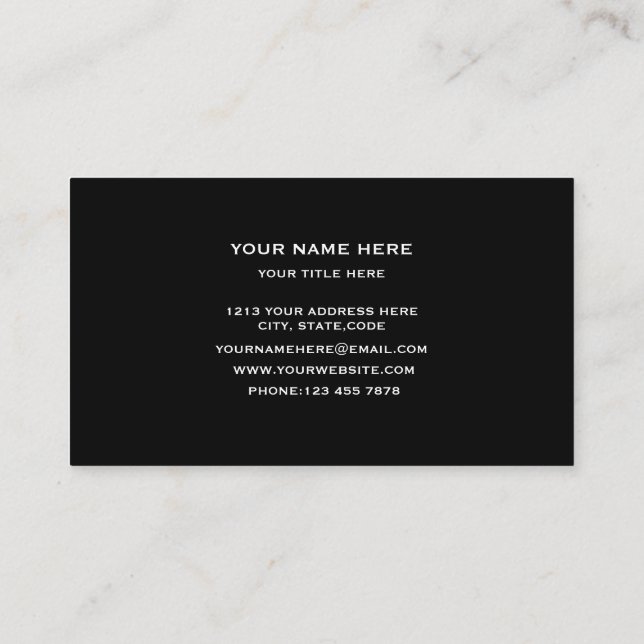 Professional Black Minimalist Business Card  (Back)