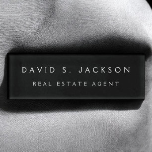 Professional Black Modern Business Name Tag