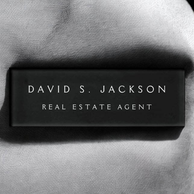 Professional Black Modern Business Name Tag (Creator Uploaded)