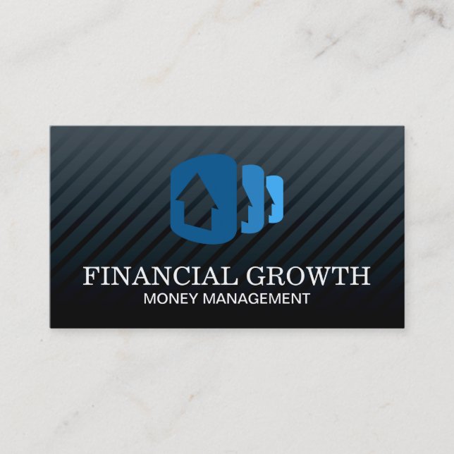 Professional Black Modern | Stacked Houses Business Card (Front)