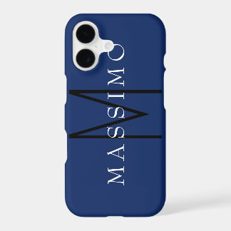 Professional Black Monogram Blue Your Name
