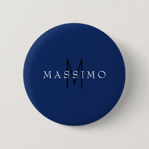 Professional Black Monogram Blue Your Name 6 Cm Round Badge