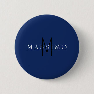 Professional Black Monogram Blue Your Name 6 Cm Round Badge