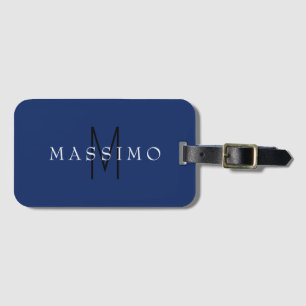 Professional Black Monogram Blue Your Name Luggage Tag