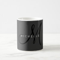 Professional Black Monogram Grey Your Name