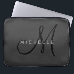 Professional Black Monogram Grey Your Name Laptop Sleeve<br><div class="desc">Plain Minimalist Modern Designs. They're all simple,  attractive,  unique.</div>