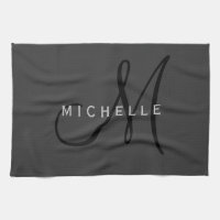 Professional Black Monogram Grey Your Name