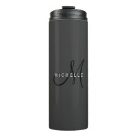 Professional Black Monogram Grey Your Name