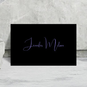 Professional Black & Neon Purple handwritten Business Card