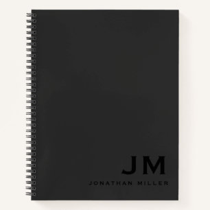 Professional Black Out Monogram Initials Notebook