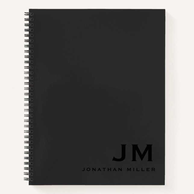 Professional Black Out Monogram Initials Notebook (Front)