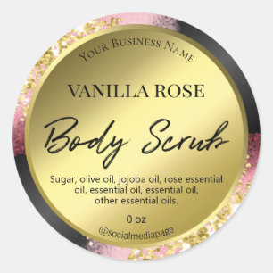 Professional Black Pink Gold Body Scrub Labels