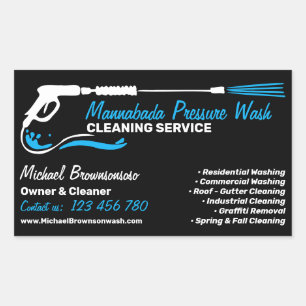Professional Black Pressure Wash Power Cleaning Rectangular Sticker