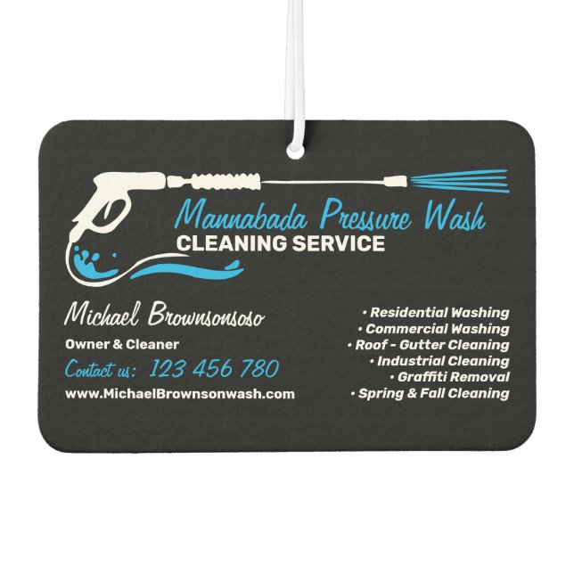 Professional Black Pressure Washing Power Cleaning Car Air Freshener (Front)