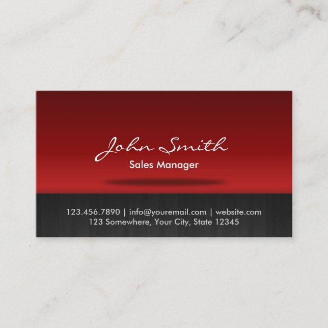 Professional Black & Red Sales Manager Business Card (Front)