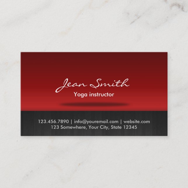 Professional Black & Red Yoga Instructor Business Card (Front)