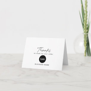 Professional Black Script Business Logo Thank You  Card