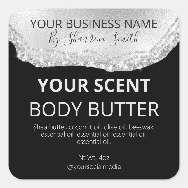 Professional Black Silver Agate Product Labels (Front)