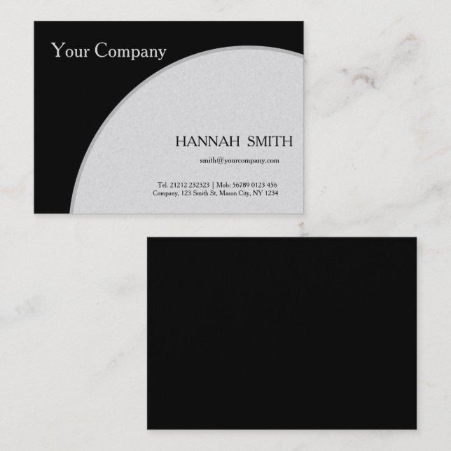 Professional Black Silver Metal Modern Elegant Business Card (Front/Back)