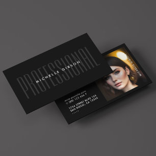 Professional Black Simple Photo Minimal Business Card