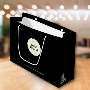 Professional Black Small Business Logo QR Code  Large Gift Bag