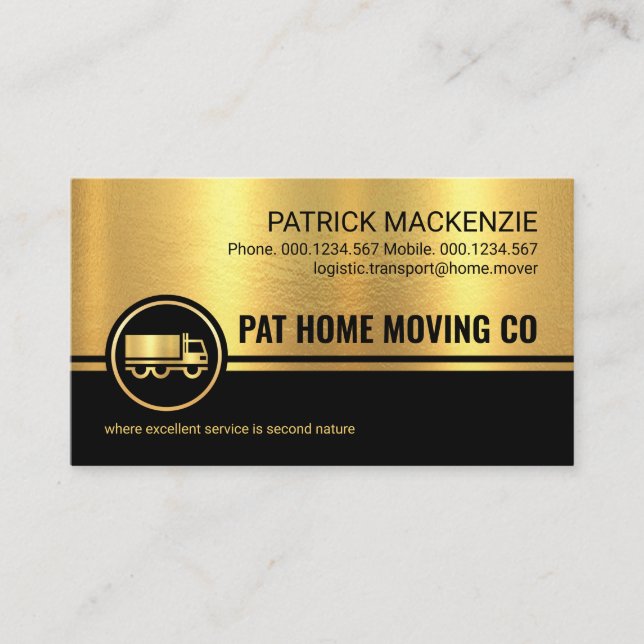 Professional Black Stripes Gold Texture Trucker Business Card (Front)