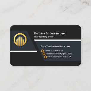 Professional Black Trapezium Lines CEO Business Card