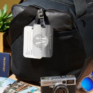 Professional Black Whimisical Ink Watercolor Luggage Tag