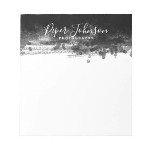 Professional Black White Abstract Script Notepad