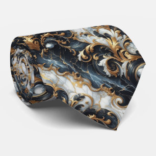 Professional Black, White and Gold Marble Tie