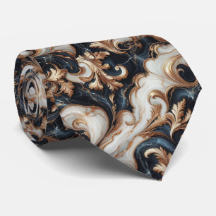 Professional Black, White and Gold Marble Tie