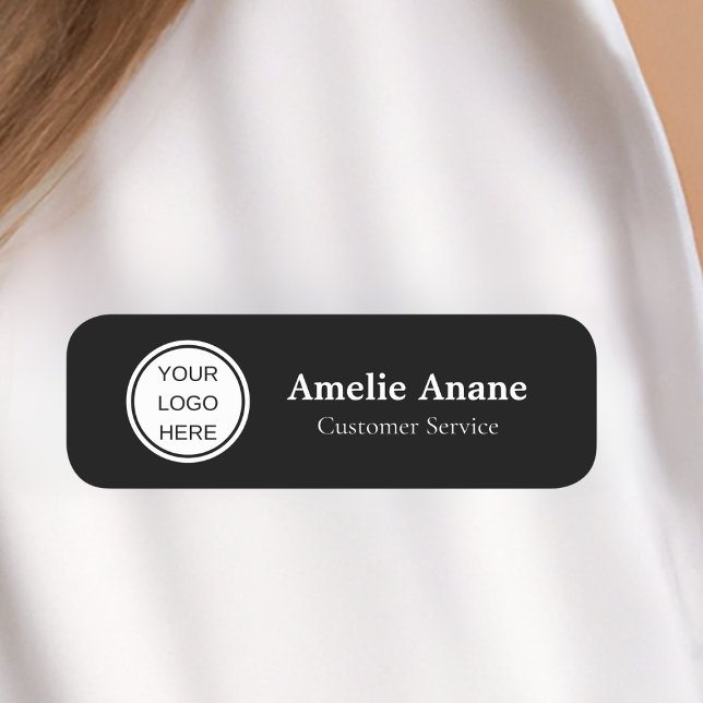 Professional Black & White Business Logo Staff  Name Tag (Creator Uploaded)