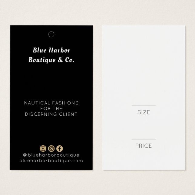 Professional  Black White Fashion Price tag  (Front & Back)