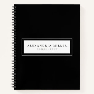 Professional Black & White Framed Name & Subject Notebook