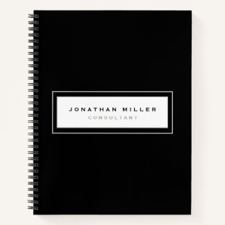Professional Black & White Framed Name & Title Notebook